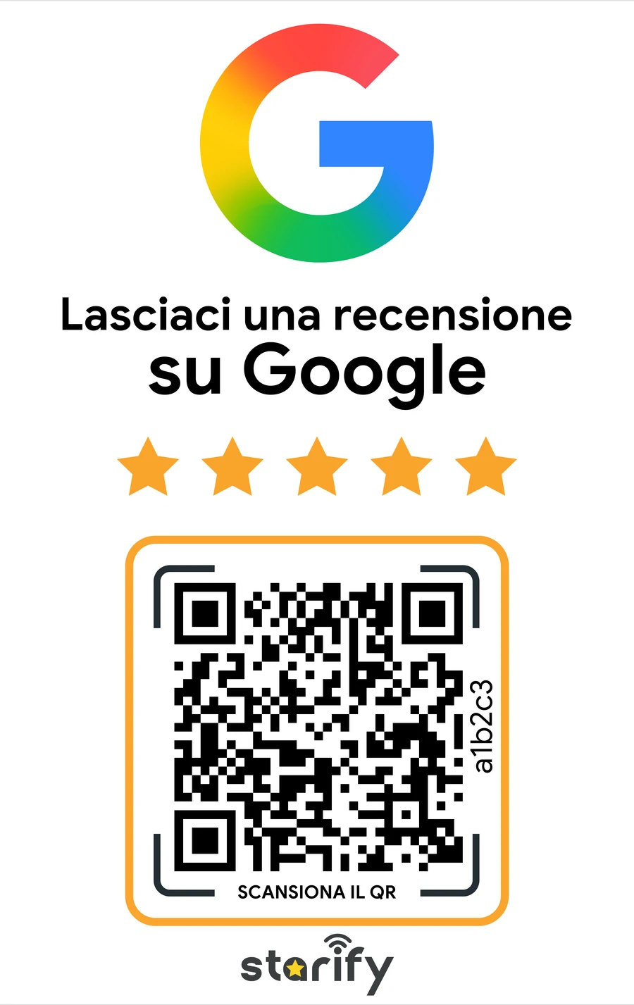 Carta recensioni Google NFC contactless con codice QR (back)
